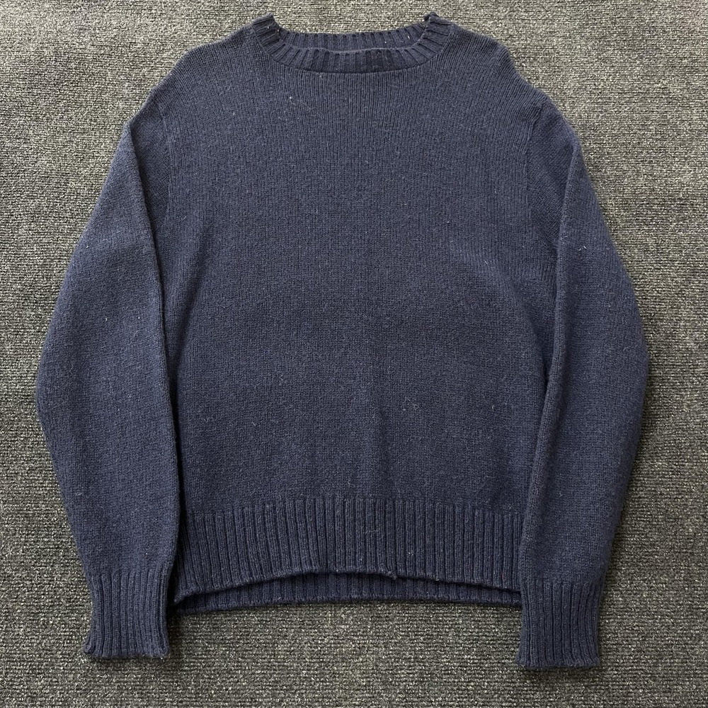 Vintage Horne's Sweater Mens Large Navy Wool Blend Crewneck Made USA 80s